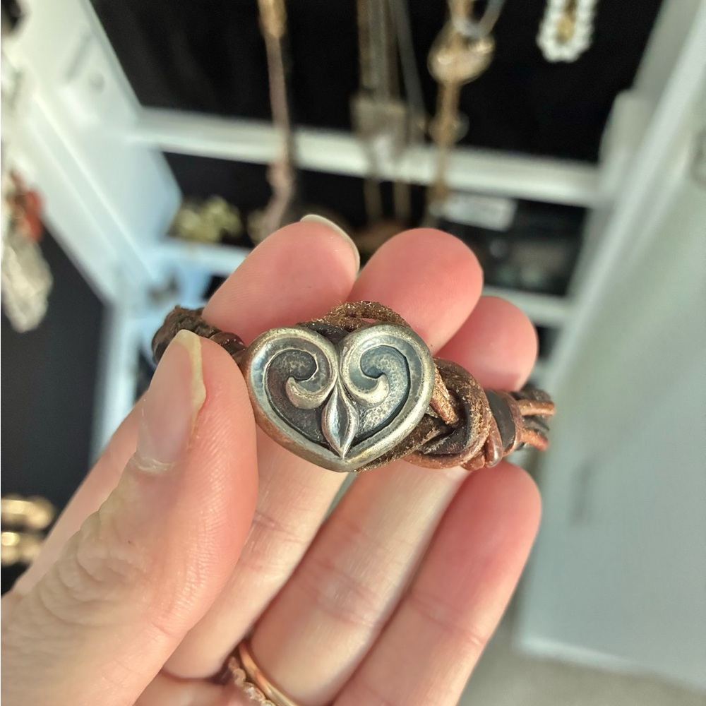 James Avery Silver Heart Leather Bracelet